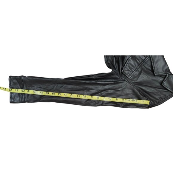 ZARA Faux Leather Wrap Mini Dress Black Long Sleeve Belted Shirt Style Dress S - Picture 12 of 13